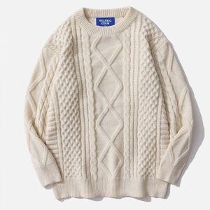 Aelfric Eden Retro 90s Cable Knit Sweater Ivory Large